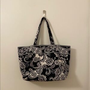 Black and White Paisley Tote Bag